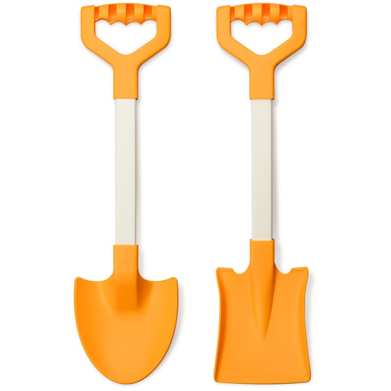 QINGLER 20â€ Long Sand Beach Shovels for Kids Heavy Duty Plastic Summer Sand Scoops Spades Toy Sandbox Garden Snow Digging Play Gift Set Party Bundle 2 Pack Orange - Image 1