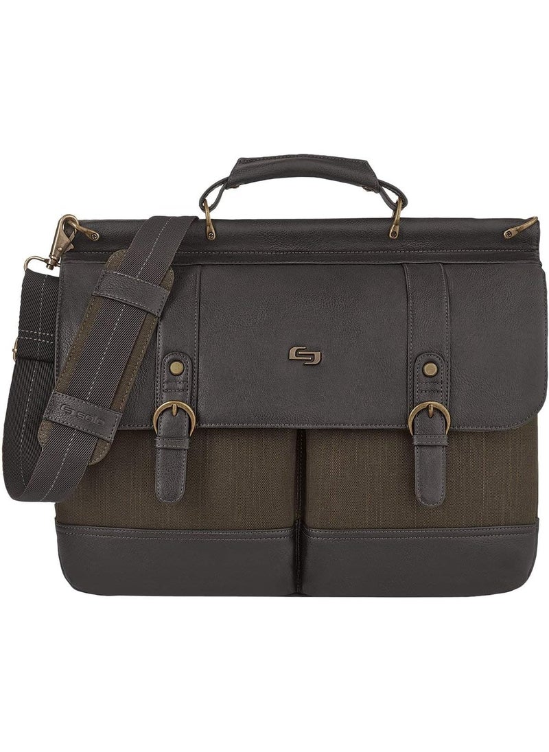 Solo Solo New York Briefcase  Laptop Carrying Bag for Women  Men Brief for Travel  Work Internal Tablet Pocket Adjustable Shoulder Strap Fits 156 Computer  Thompson Brown  - Image 1
