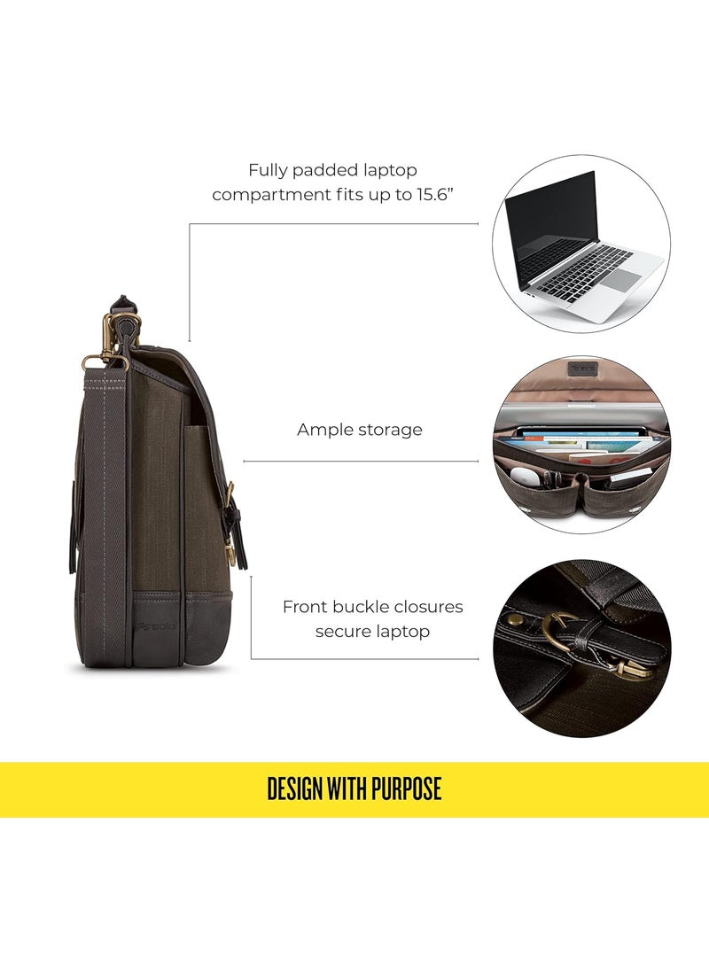 Solo Solo New York Briefcase  Laptop Carrying Bag for Women  Men Brief for Travel  Work Internal Tablet Pocket Adjustable Shoulder Strap Fits 156 Computer  Thompson Brown  - Image 3