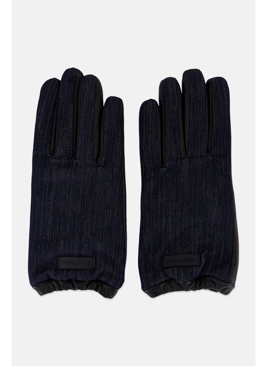 EMPORIO ARMANI Men 1 Pair Brand Logo Gloves, Black  - Image 1