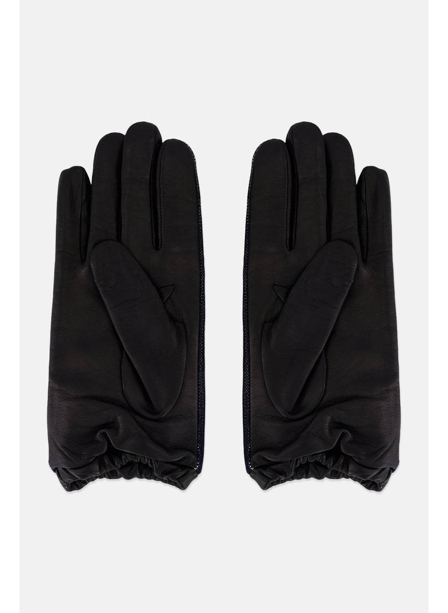 EMPORIO ARMANI Men 1 Pair Brand Logo Gloves, Black  - Image 2