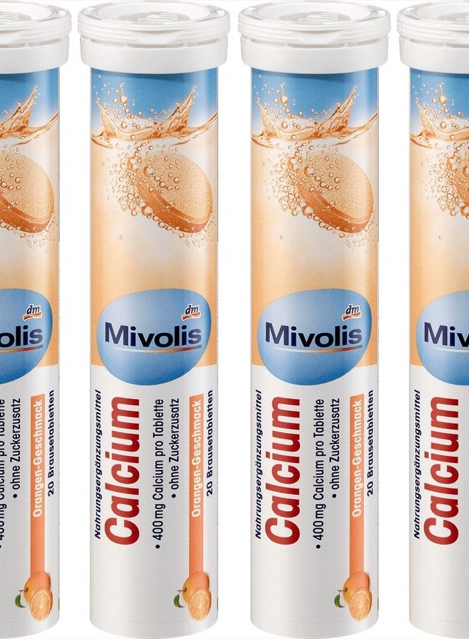 mivolis Calcium effervescent Tablets - Dietary Supplements 4 Packs x 20 pcs | Germany - Image 1