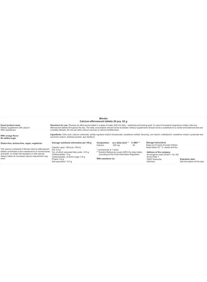 mivolis Calcium effervescent Tablets - Dietary Supplements 4 Packs x 20 pcs | Germany - Image 4