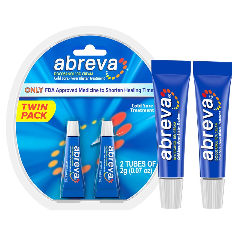 Abreva 10 Percent Docosanol Cold Sore Treatment, Treats Your Fever Blister in 2.5 Days - 0.07 oz Tube x 2 - Image 1