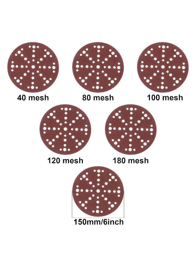 SING F LTD SING F LTD 50PCS Sanding Disc 150mm 6 Inch 48 Holes Hook & Loop Sandpaper 40/80/100/120/180 Grit  - Image 4