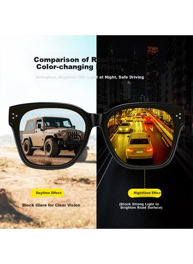 CAPONI كابوني نظارات رؤية ليلية للقيادة، فوتوكروميك، للاستخدام نهارًا وليلًا، نظارات شمسية للرجال والنساء، نظارات قيادة، عدسات تصحيح قصر النظر، مضادة للتوهج - Image 2