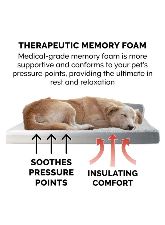 سرير للكلاب من فرهافن مصنوع من إسفنج الذاكرة للكلاب المتوسطة والصغيرة مع وسائد قابلة للإزالة وغطاء قابل للغسل، مناسب للكلاب التي يصل وزنها إلى 35 رطلاً - كرسي طويل على شكل حرف L من الفرو الصناعي الفاخر بلونين وجلد سويدي - رمادي حجري، متوسط - Image 5