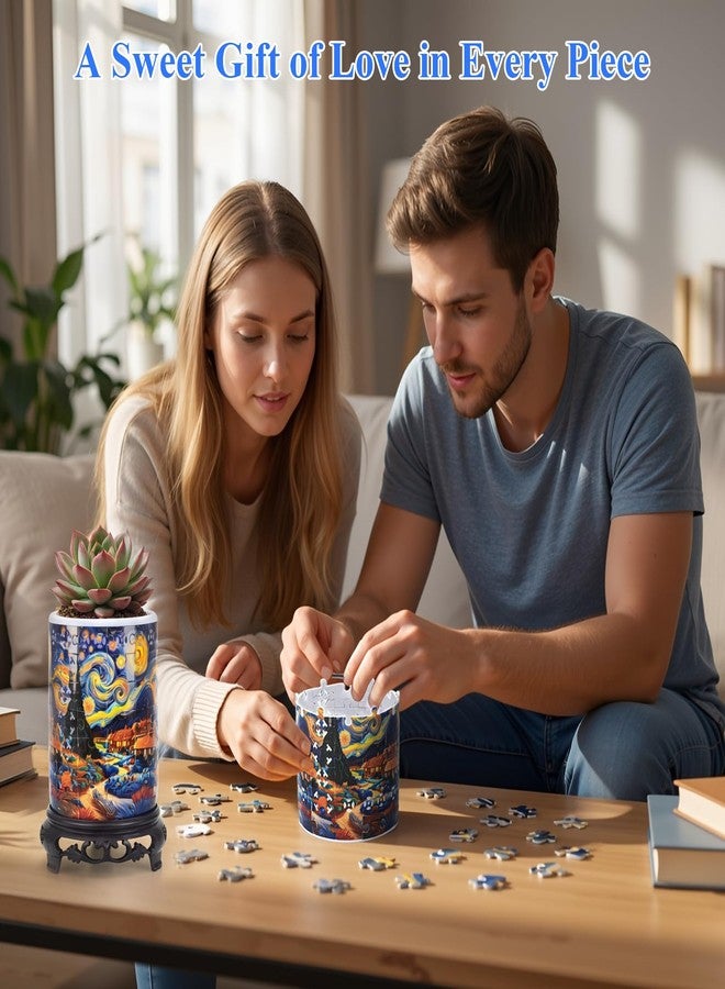 MONVIE 3D Puzzles Vase for Adults, LED 84 Pieces Plastic DIY Unique Pattern 3D Puzzles Planter, Crafts for Adults Gift Birthday Gifts for Flower Arrangements Pen Holder and Home Decor - Image 4