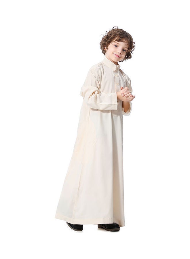 اليشمك فستان كورتا كاجوال بأكمام طويلة بيج - Image 3