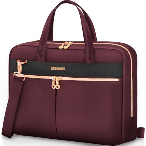 Ferkurn Laptop Bag Case Women Men Computer Bag Compatible with MacBook/HP/LG/Dell, Shoulder Strap Slim Carrying Messenger Briefcase, Wine Red, 15.6-16 Inch - Image 1