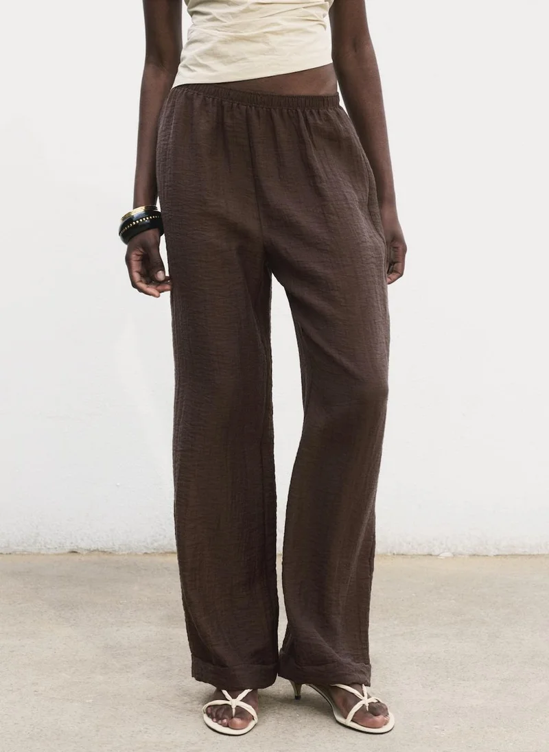 MANGO Lyocell Trousers With Elastic Waistband