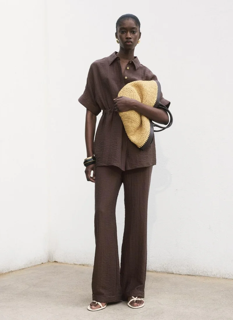 MANGO Lyocell Trousers With Elastic Waistband
