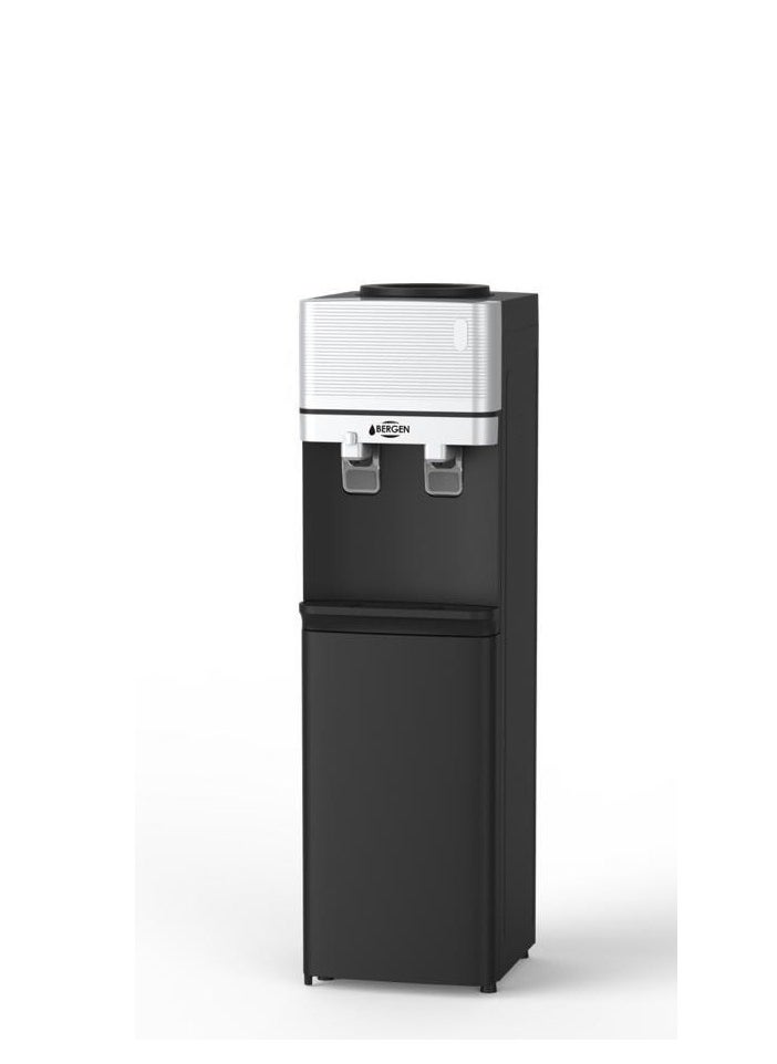 Bergen - Water Dispenser Top Loading 2 Nozzles cold and hot full stainless steel water tanks BY-555 BK/SILVER - Image 1