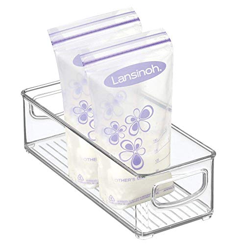 mDesign Small Plastic Nursery Storage Container Bins with Handles for Organization in Cabinet Closet or Cubby Shelves Organizer for Baby Food Bibs Formula Ligne Collection Clear - Image 1