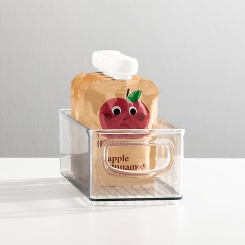 mDesign Small Plastic Nursery Storage Container Bins with Handles for Organization in Cabinet Closet or Cubby Shelves Organizer for Baby Food Bibs Formula Ligne Collection Clear - Image 3