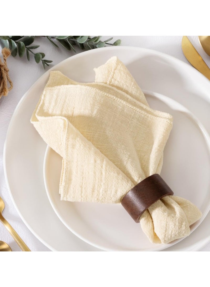 Cloth Napkins 6Pcs 42cm*42cm Handmade Reusable Washable Napkins,Simple and Rustic Square Cloth Napkins,Suitable for Wedding,Dinner,Buffet,Birthday Party and Festival Table Decoration,Beige - Image 1