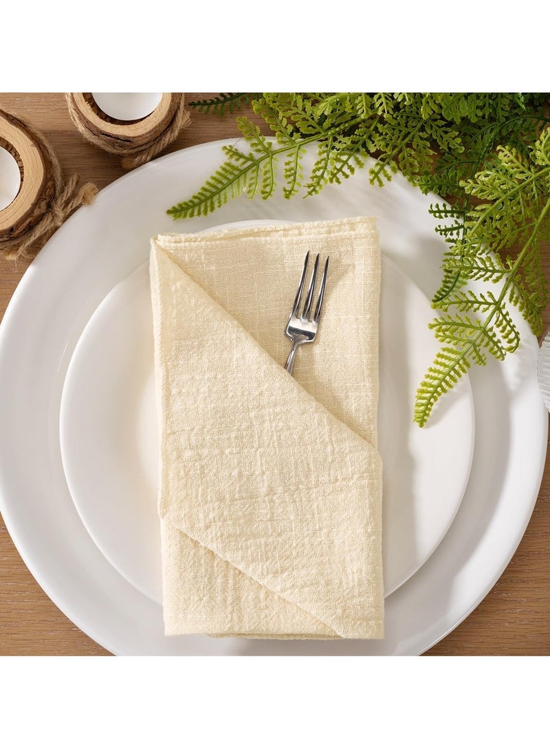 Cloth Napkins 6Pcs 42cm*42cm Handmade Reusable Washable Napkins,Simple and Rustic Square Cloth Napkins,Suitable for Wedding,Dinner,Buffet,Birthday Party and Festival Table Decoration,Beige - Image 2