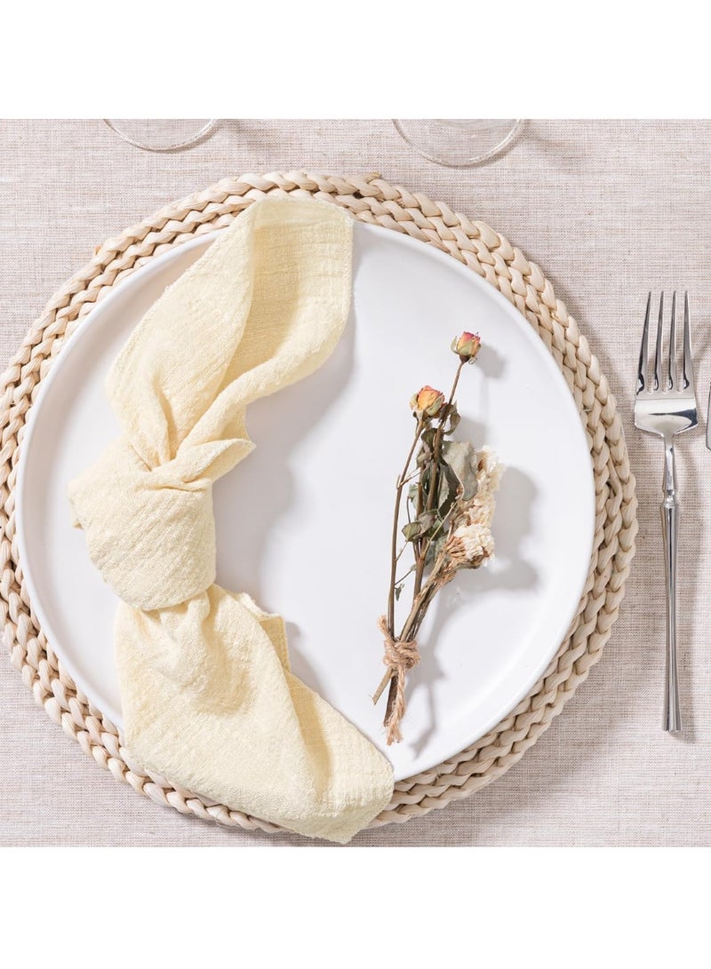 Cloth Napkins 6Pcs 42cm*42cm Handmade Reusable Washable Napkins,Simple and Rustic Square Cloth Napkins,Suitable for Wedding,Dinner,Buffet,Birthday Party and Festival Table Decoration,Beige - Image 3