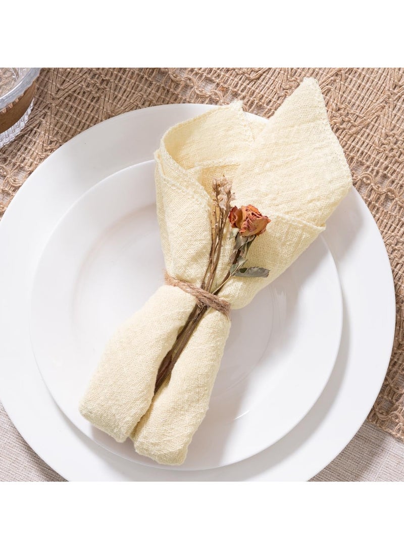 Cloth Napkins 6Pcs 42cm*42cm Handmade Reusable Washable Napkins,Simple and Rustic Square Cloth Napkins,Suitable for Wedding,Dinner,Buffet,Birthday Party and Festival Table Decoration,Beige - Image 4