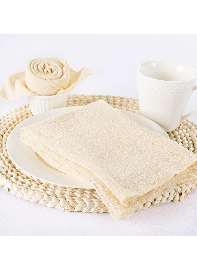 Cloth Napkins 6Pcs 42cm*42cm Handmade Reusable Washable Napkins,Simple and Rustic Square Cloth Napkins,Suitable for Wedding,Dinner,Buffet,Birthday Party and Festival Table Decoration,Beige - Image 5