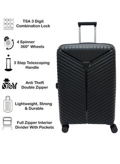 ROWER Luggage Set Expandable Travel Bag Trolley 3 Pieces Set With Spinner Wheels & Lock (20/24/28 Inches)  - Image 2