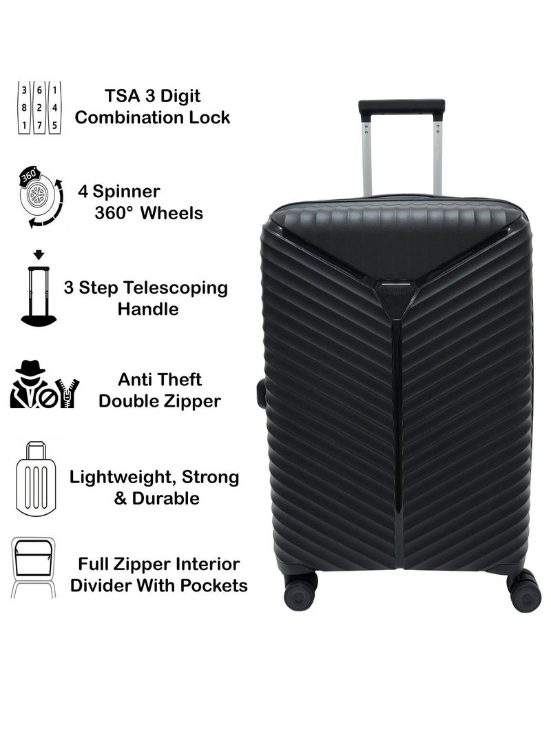 ROWER Luggage Set Expandable Travel Bag Trolley 3 Pieces Set With Spinner Wheels & Lock (20/24/28 Inches) - Image 2