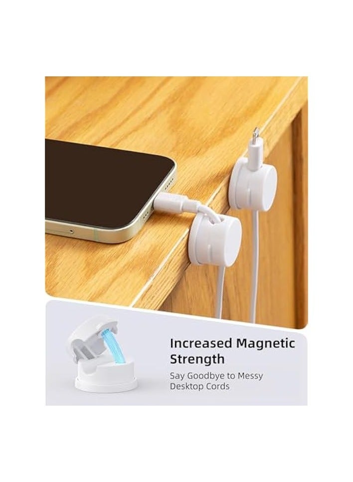 erorex Cord Holder, Magnetic Cord Organizer, Inchor Cable Organizer for Desk, 6 Pack Cable Clips for Nightstand, Adhesive Cable Holder Cable Management Clips for Car Home Office (White) - Image 2