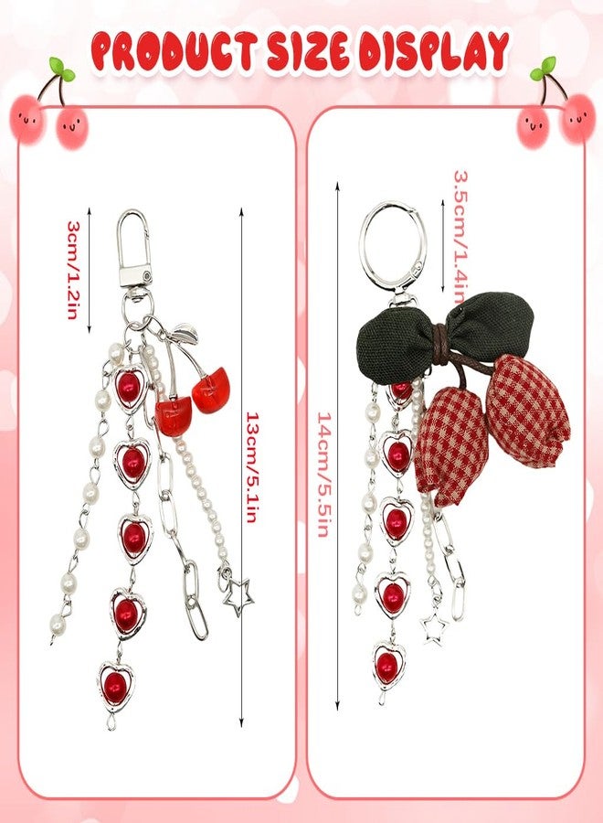 ZORBES® 2Pcs Red Cherry Phone Charms for Girls, Cute Charmes Phone Chain Phone Accessories for Girls Fashion Mobile Charms Aesthetic Charms, Phone & Bag Decoration - Cute Phone Charms for Phone Case - Image 2