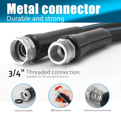 Relxitl NonExpanding Garden Hose 50ft Flexible BurstResistant AntiKink 10Function Spray Nozzle Lightweight Durable for Outdoor UseBlue - Image 3