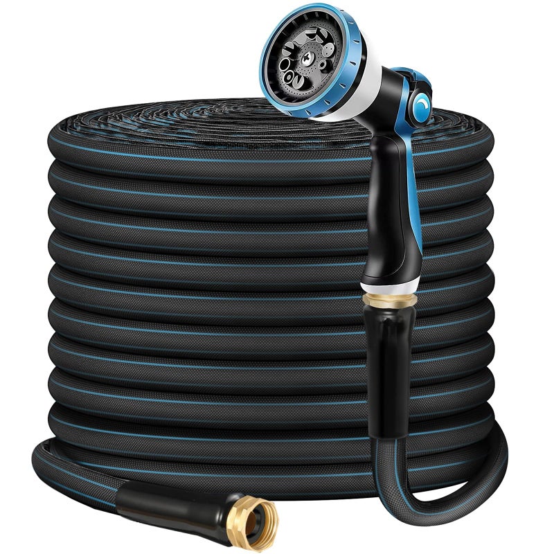 Relxitl NonExpanding Garden Hose 50ft Flexible BurstResistant AntiKink 10Function Spray Nozzle Lightweight Durable for Outdoor UseBlue - Image 2