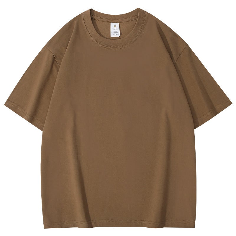 T018#260G Double Yarn Ice Cool Feel Heavy Loose Micro Shoulder T-Shirt - Image 1