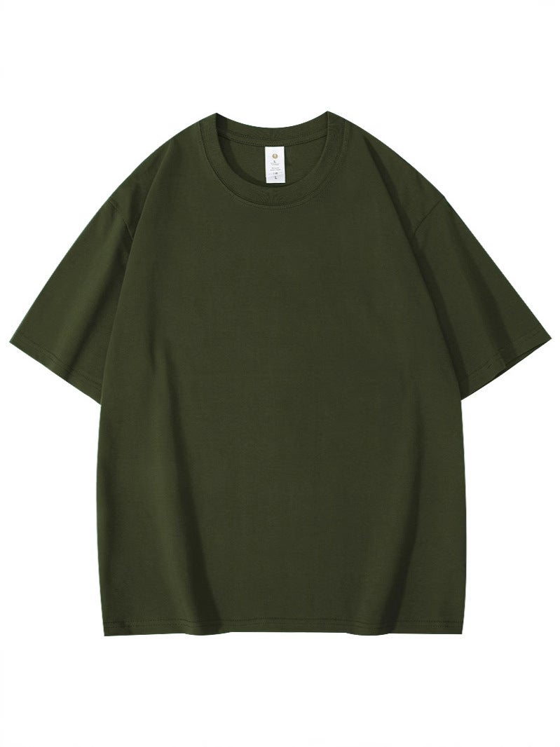 T018#260G Double Yarn Ice Cool Feel Heavy Loose Micro Shoulder T-Shirt - Image 2