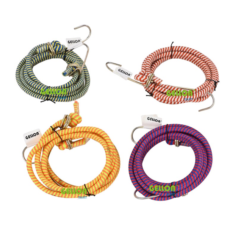 Gellon 3 MM Thick Multilayer 6 Feet Long Bungee Cord with Steel Hook Stretched Up to 9 Feet/Shock Cord Luggage Tying Rope Pack of 4 - Image 4