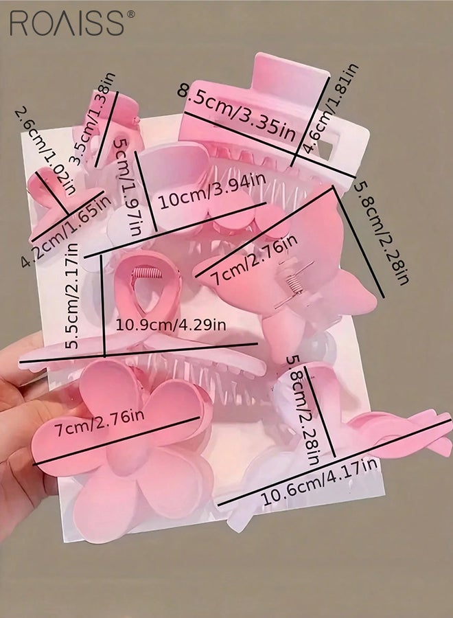 رويس 8 قطع مشابك شعر للنساء، مشابك مخالب الزهور للشعر الكثيف، إكسسوارات شعر غير قابلة للانزلاق مع أنماط متعددة، مشابك مخالب شعر ملونة وحزمة متنوعة، مثالية للفتيات - Image 2