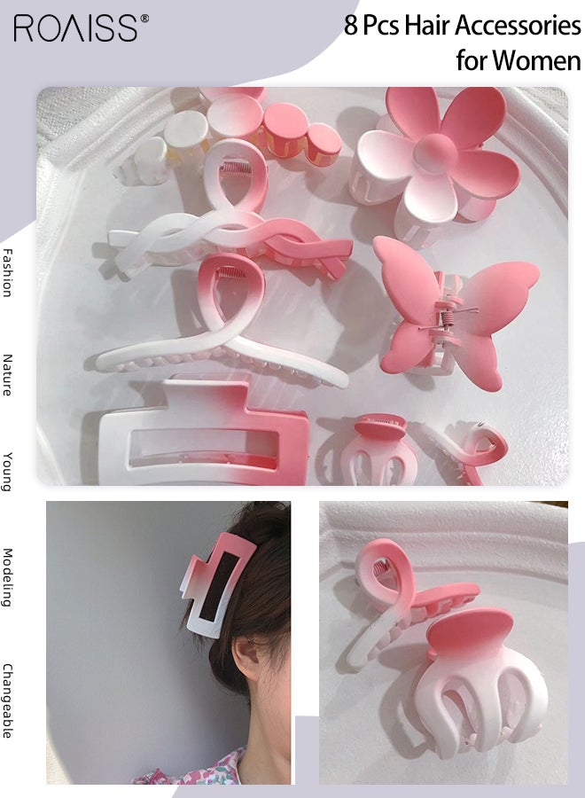 رويس 8 قطع مشابك شعر للنساء، مشابك مخالب الزهور للشعر الكثيف، إكسسوارات شعر غير قابلة للانزلاق مع أنماط متعددة، مشابك مخالب شعر ملونة وحزمة متنوعة، مثالية للفتيات - Image 1