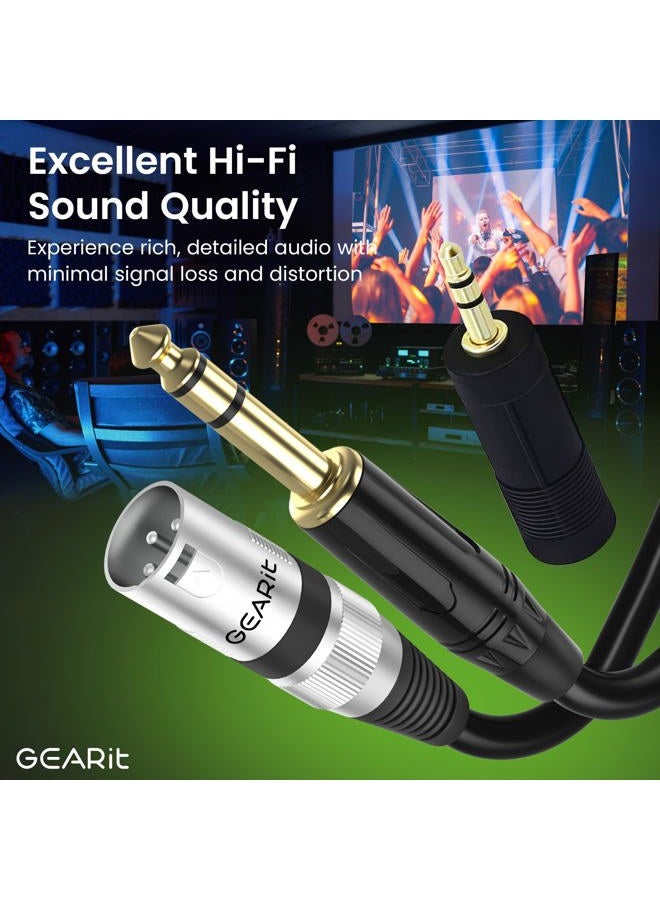 GearIT XLR Male to TRS Male 1/4 inch 6.35mm (TRS to XLR Male Cable) 15 Feet - with 1/8 inch 3.5mm Adapter - Image 2