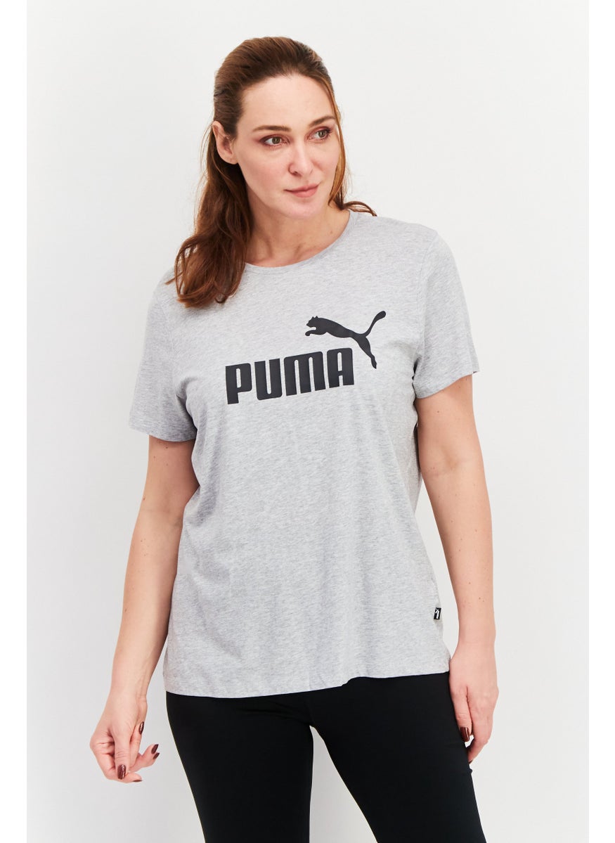 PUMA Women Sportswear Fit Short Sleeves Running T-Shirts, Grey/Black  - Image 1