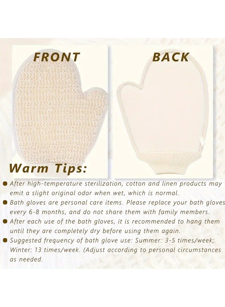 Ucanbe Dual-Sided Exfoliating Bath Glove - Gentle Linen & Cotton, Skin-Friendly Textured Mitt for Deep Cleansing, Spa & Beauty Care, Beige, Daily Skin Care - Image 5