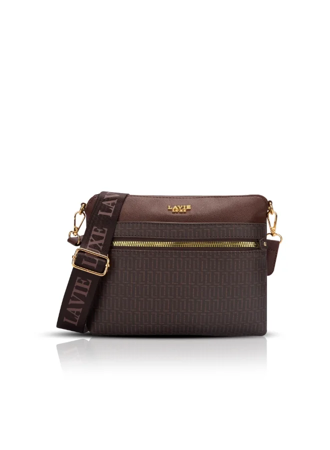 Luxe Women's Mono Quick25 topzip sling handbag (Choco)