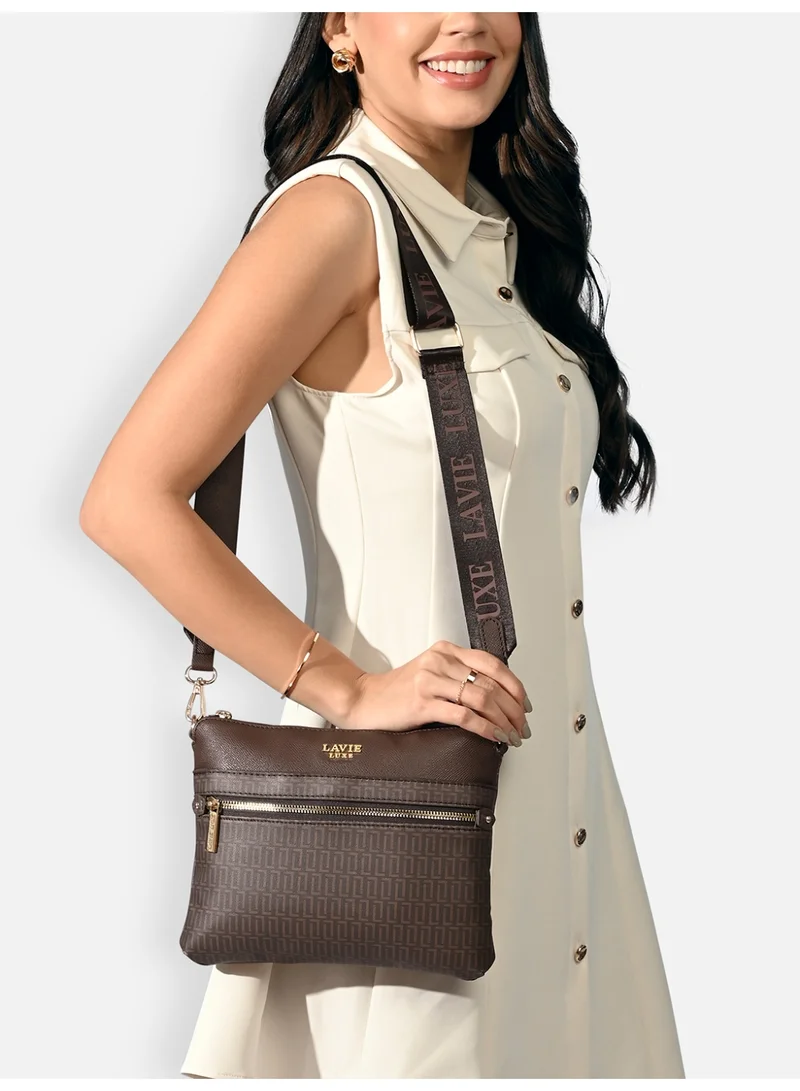 Lavie Luxe Women's Mono Quick25 topzip sling handbag (Choco)