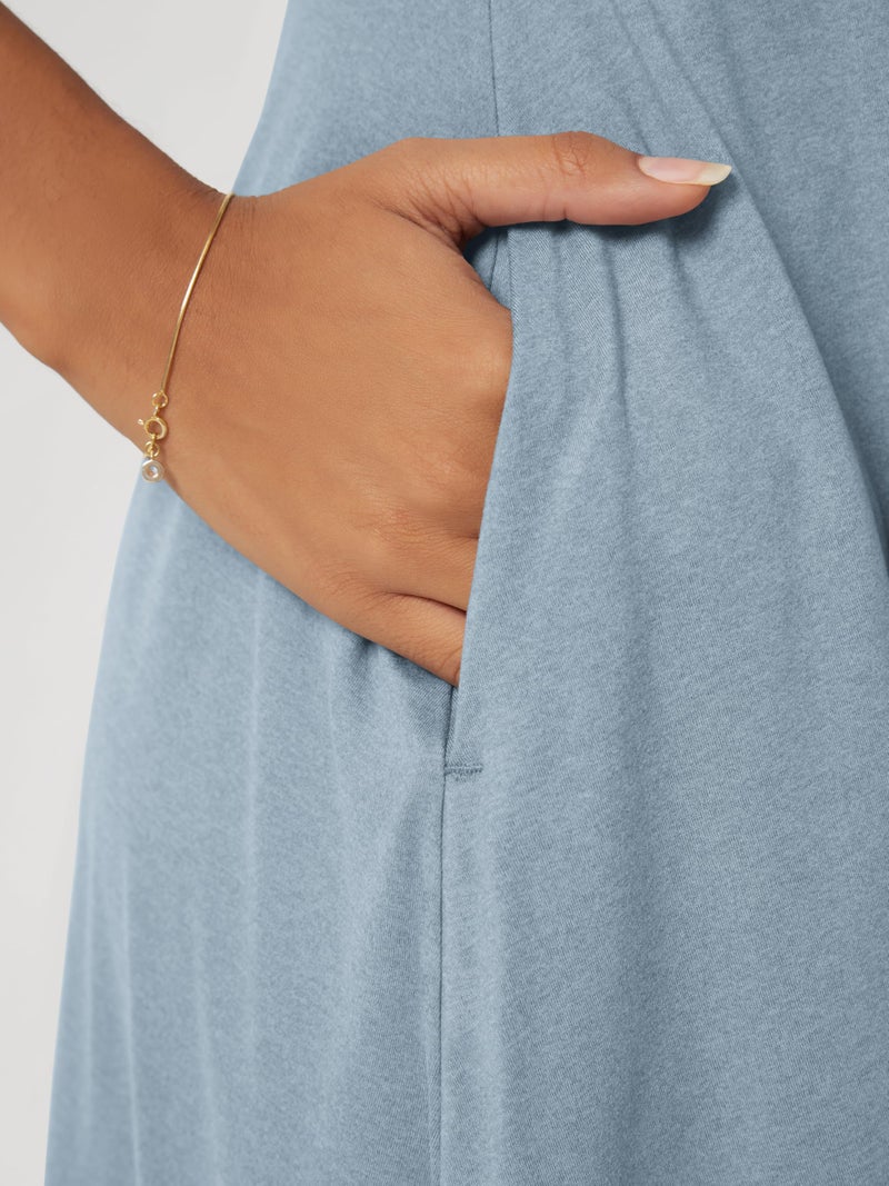 ODODOS Women's Square Neck Midi Dress with Pockets - Ultra Soft odSTRATUM Tech Summer Sleeveless Sundress Flare Tank Dress, Dusty Blue Heather, Medium - Image 5