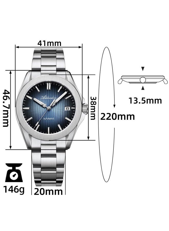 ADDIESDIVE Mens Luxury Automatic Watch NH35 Sapphire Crystal Brushed Dial Luminous 200M Waterproof Stainless Steel Band, blue, 38 mm, Dress - Image 2