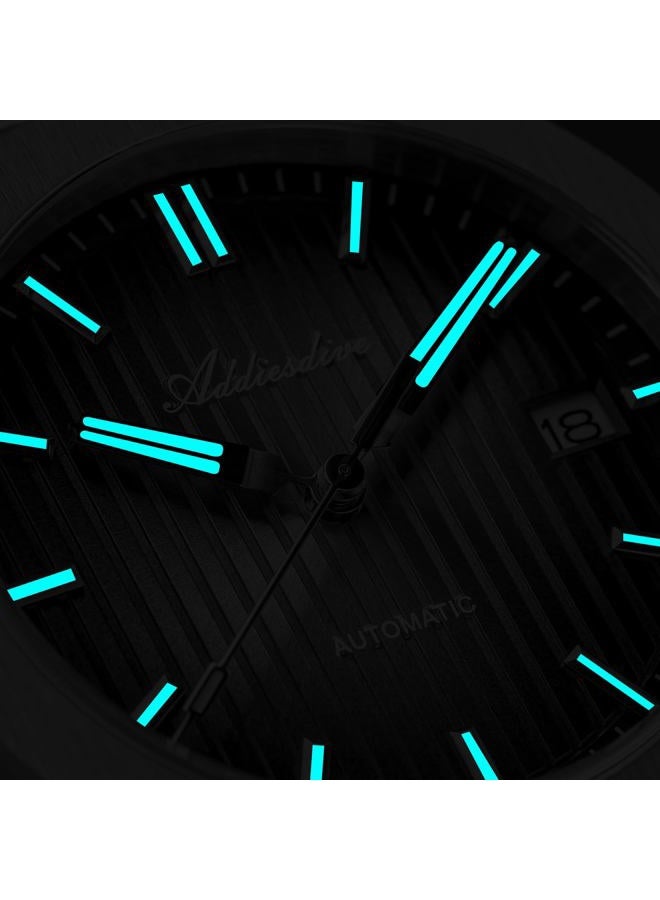 ADDIESDIVE Mens Luxury Automatic Watch NH35 Sapphire Crystal Brushed Dial Luminous 200M Waterproof Stainless Steel Band, blue, 38 mm, Dress - Image 3