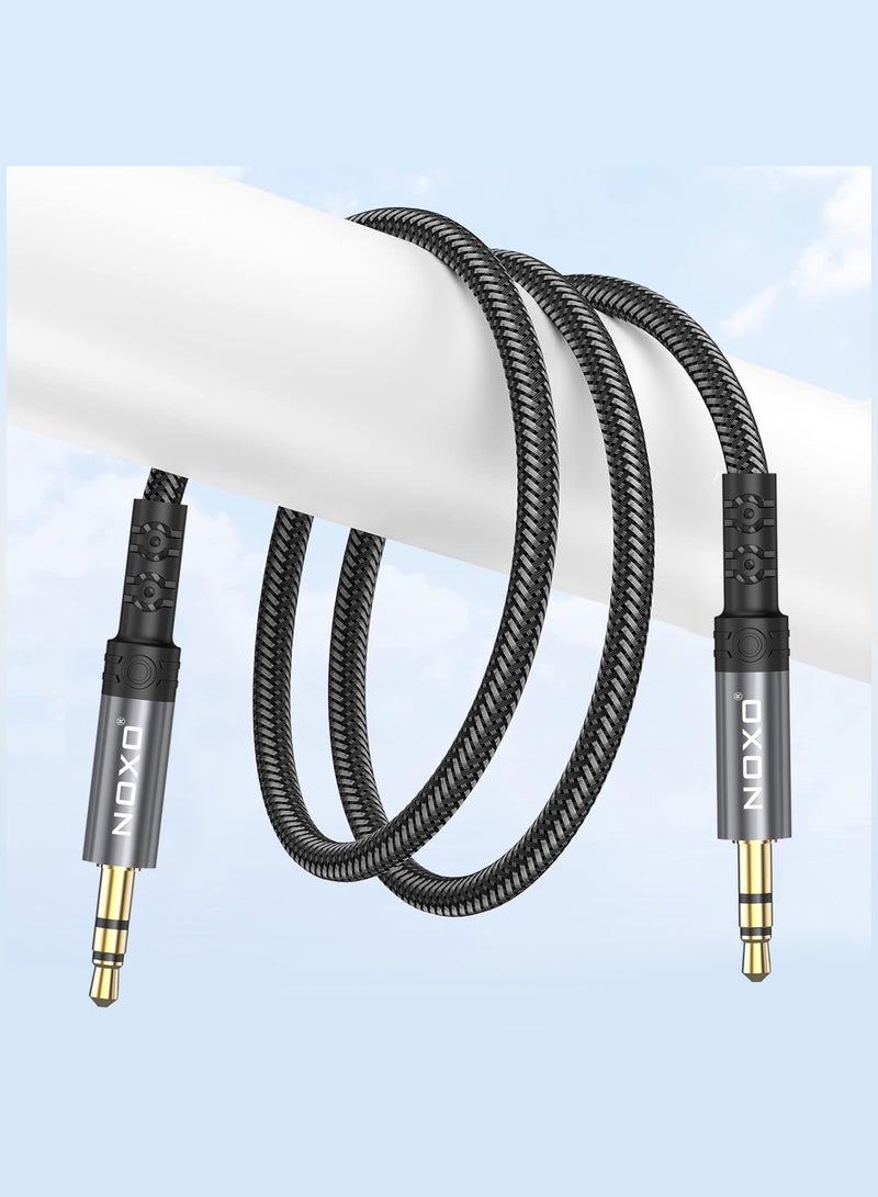 NOXO N-1 Premium AUX Audio Cable – 3.5mm Stereo Auxiliary Cable for Car, Home & Portable Devices (Gold-Plated, Tangle-Free) - Grey - Image 1
