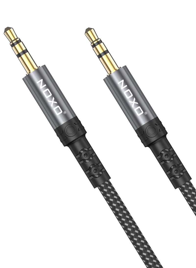 NOXO N-1 Premium AUX Audio Cable – 3.5mm Stereo Auxiliary Cable for Car, Home & Portable Devices (Gold-Plated, Tangle-Free) - Grey - Image 3