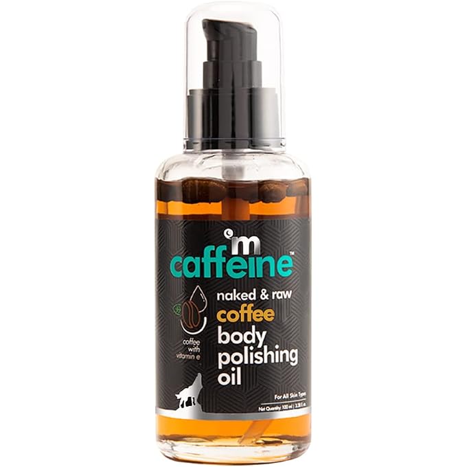 mCaffeine Coffee Body Polishing Oil (100ml) for Reducing Stretch Marks and Cellulite | With Olive Oil and Vitamin E for a Soft and Moisturized Skin | Natural and Vegan Oil for Daily-Use - Image 1