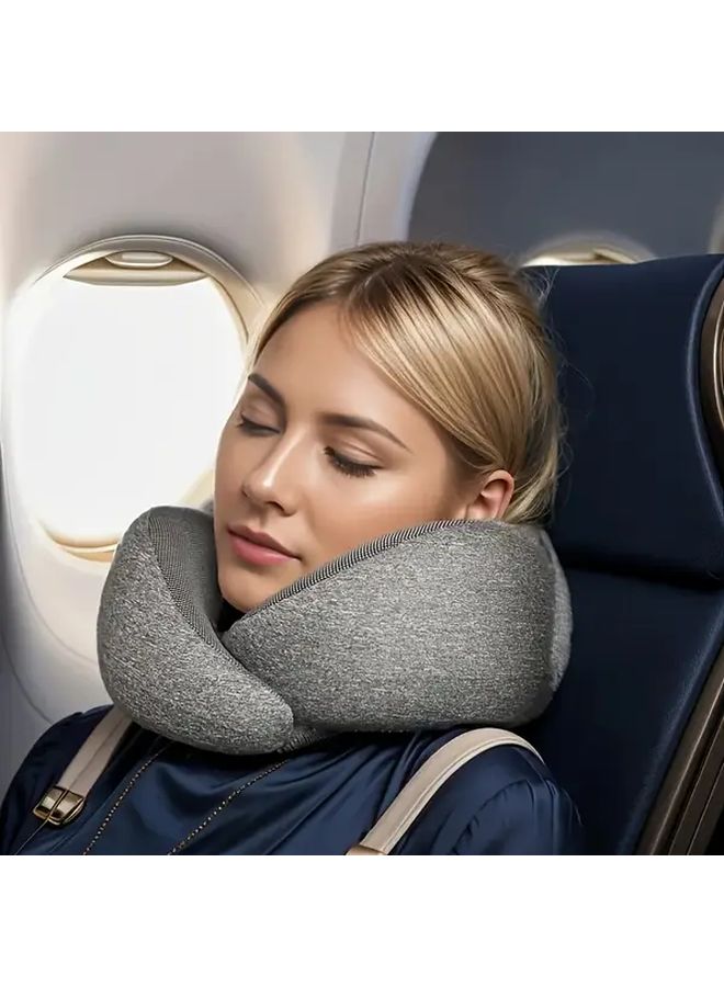 1pc Ergonomic U Shaped Travel Pillow Soft Lightweight Durable Non Deformable Airplane Pillow Comfortable Flying Black Carry Case Hand Wash Only Polypropylene Cover Filling Travel Comfort Accessory Sleek Design Durable Construction - Image 1