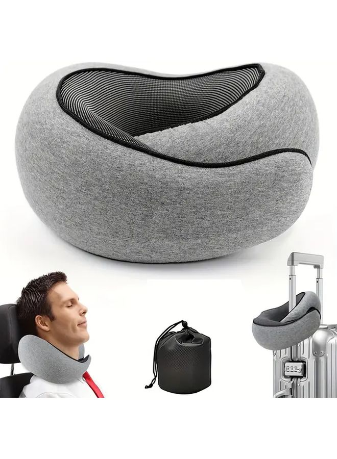 1pc Ergonomic U Shaped Travel Pillow Soft Lightweight Durable Non Deformable Airplane Pillow Comfortable Flying Black Carry Case Hand Wash Only Polypropylene Cover Filling Travel Comfort Accessory Sleek Design Durable Construction - Image 2