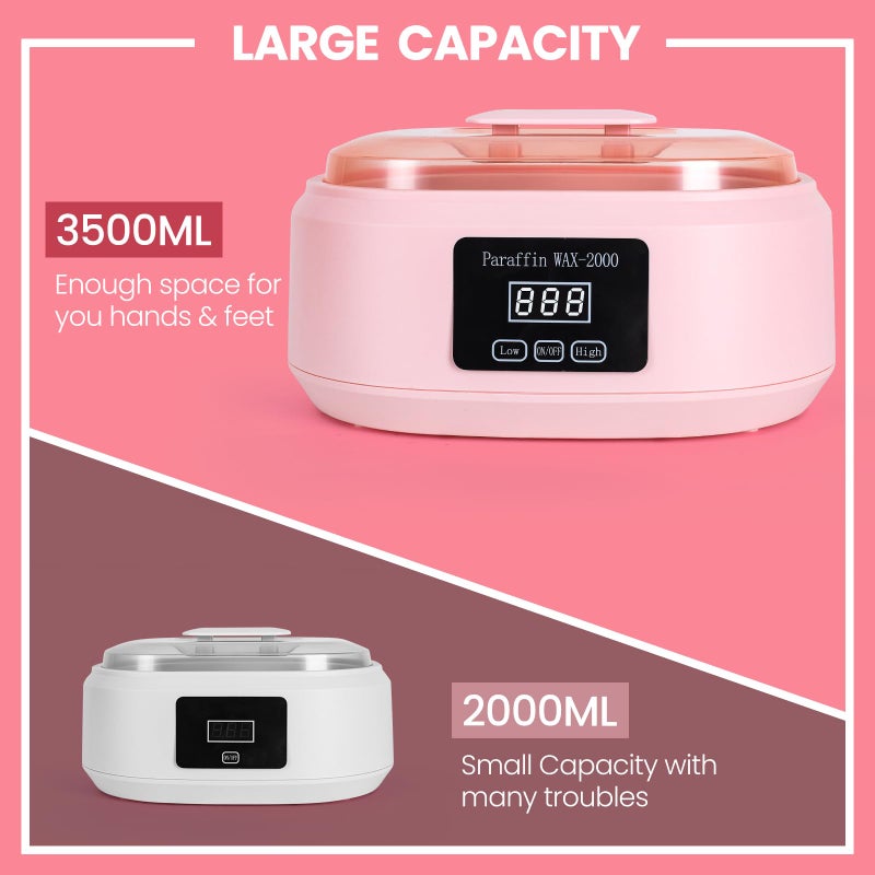 Ananelleo Paraffin Wax Machine for Hand and Feet - 3500ml Hot Wax Hand Wax Machine with 6 Pcs Paraffin Bath Wax, Auto-time and Keep Warm Paraffin Hand Wax Machine(Pink) - Image 5