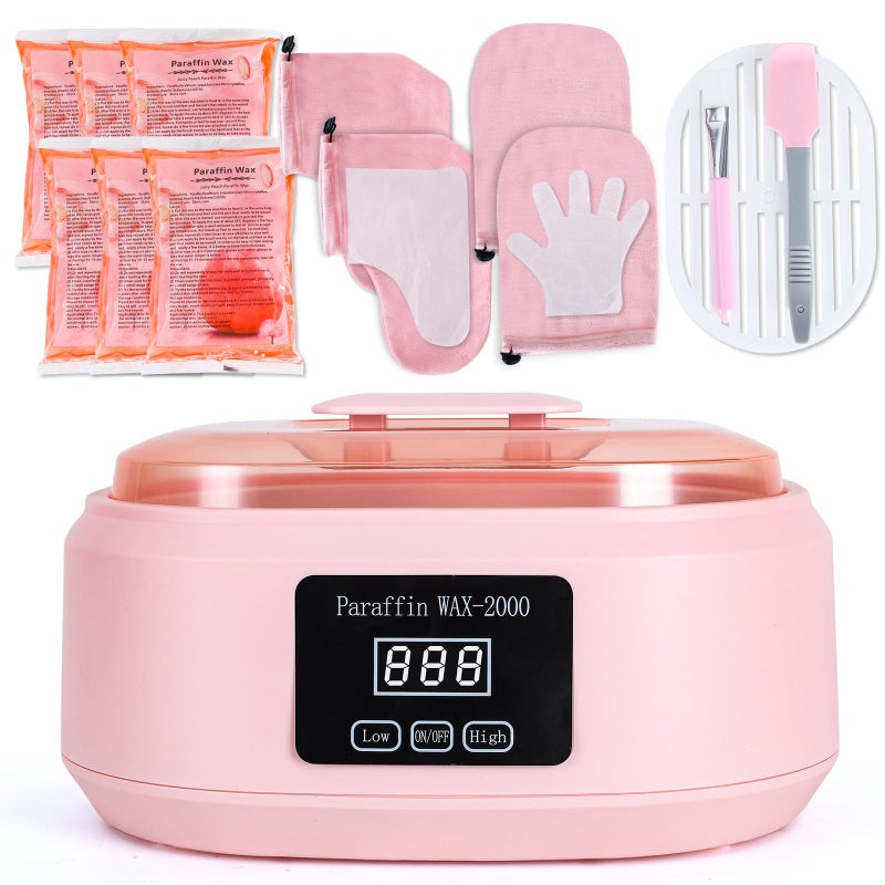 Ananelleo Paraffin Wax Machine for Hand and Feet - 3500ml Hot Wax Hand Wax Machine with 6 Pcs Paraffin Bath Wax, Auto-time and Keep Warm Paraffin Hand Wax Machine(Pink) - Image 1